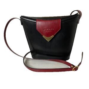 Simone Firenze Black & Red Small Leather Crossbody Bag Handmade Florence Italy